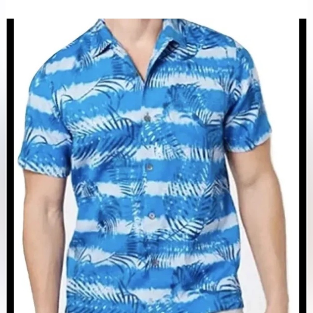Tommy Bahama Blue Leaf Pattern Shirt